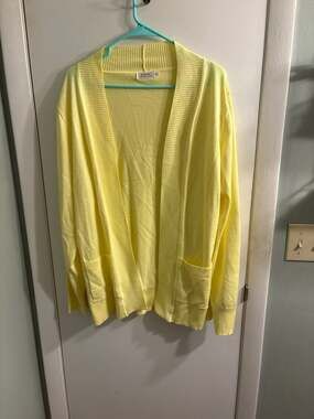 Danibe Women's XL Open Front Long Sleeve Knit Cardigan Lemon Yellow